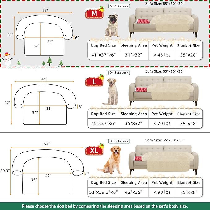 GGIB Calming Dog Bed Christmas Throw Blanket Fluffy Plush Dog Mat for Furniture Protector Decoration Holiday Throw for Sofa Couch Cover for Large Medium Small Dogs Cats (Medium, Beige)