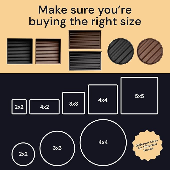 CasterMaster Square Rubber Furniture Pads - 4-Pack, Brown, 5in x 5in - Non Slip Furniture Pads for Hardwood Floors - Floor Protectors for Chairs & Rubber Feet - Stoppers to Prevent Sliding