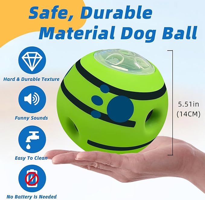 SHAKE AND LAUGH Interactive Puzzle Dog Treat Ball, Treat Dispensing Enrichment Dog Toys Ball, XL, 5.51 in (14 cm)
