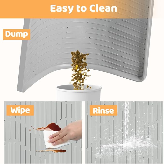 Silicone Cat & Dog Food Mat, 55" x 38" Extra Large Pet Feeding Mat for Cats and Dogs Bowl, Pet Placemat for Food and Water with Raised Edge, Waterproof, Leakproof (Grey)