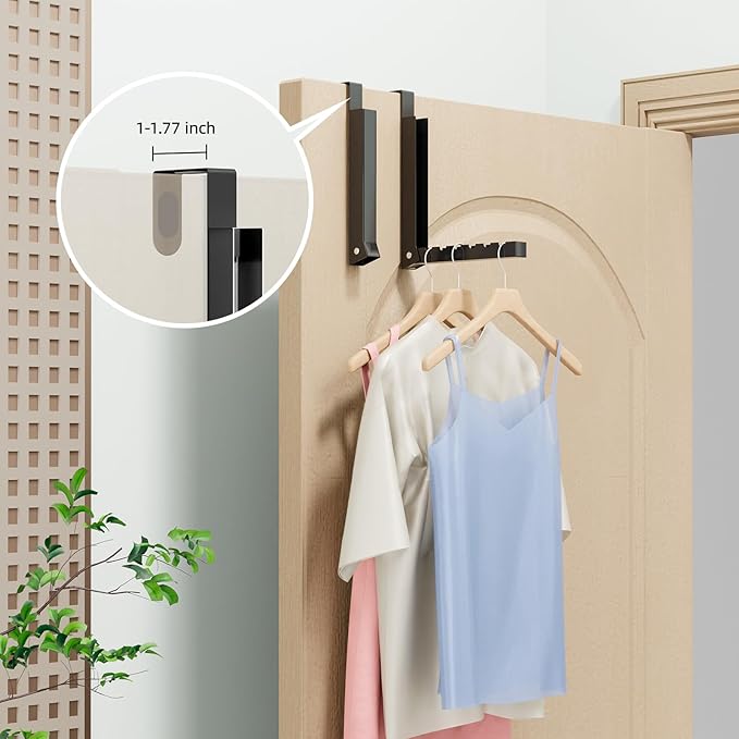 2 Pack Over The Door Hanger, Folding Over The Door Drying Rack for Laundry,Foldable Over The Door Clothes Hanger,Small Clothes Drying Rack for Dorm Portable Black