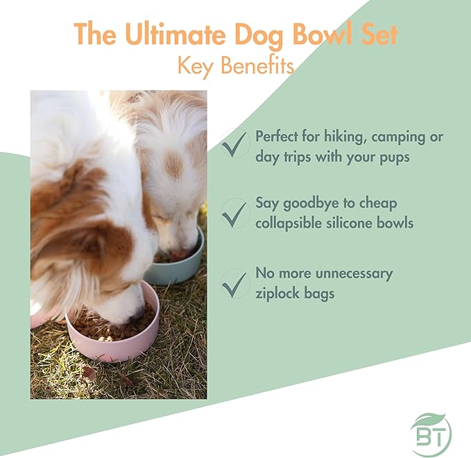 Barkin’ Trails Travel Dog Bowls, Portable Outdoor Water, BPA-Free Water Bowl Set, Food Grade Plastic Dog Travel Bowl, Dog Camping Essentials, Travel Container