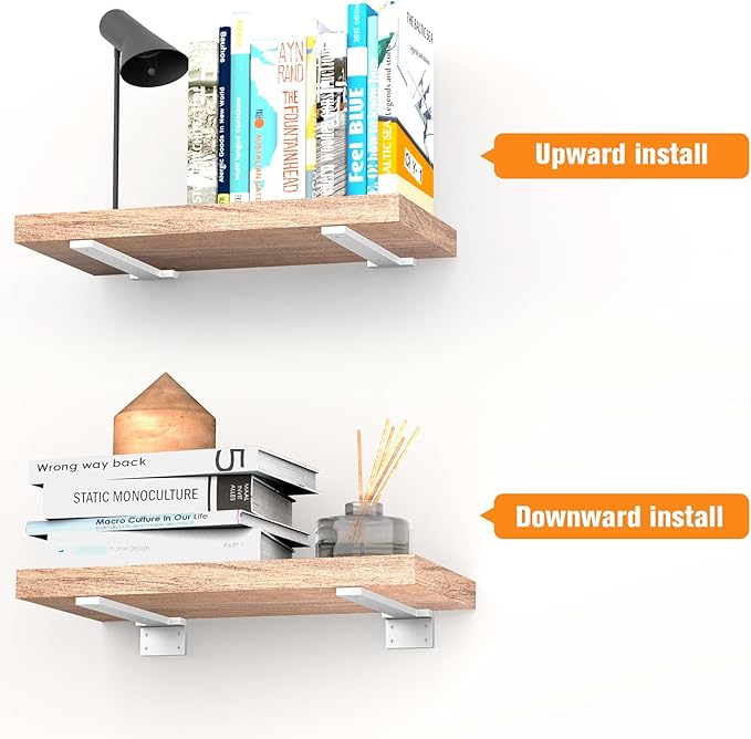 Floating Shelf Brackets 12 inch 6 Pack L Brackets for Shelves White Metal Heavy Duty Shelf Bracket for DIY Decorative with Mounting Hardware