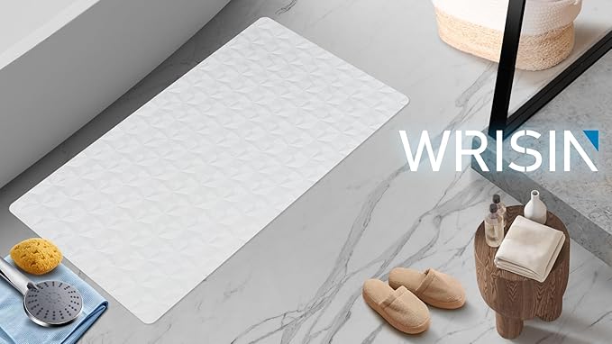 Non Slip Bathtub Mat for Bath Tub Shower - Natural Rubber Mat with 241 Suction Cups - Soft Bathroom Safety Mat - Unique Diamond Pattern - Fatigue Relief - Machine Washable - 16 × 28 Inch