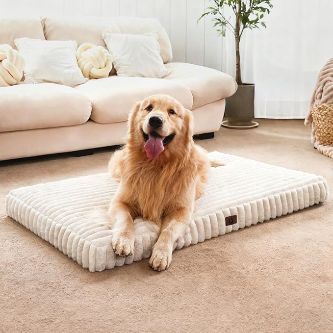 Dog Beds for Extra Large Sized Dog, Orthopedic Pet Bed with Waterproof Lining, Soft Short Plush Surface & Egg Crate Foam, Machine Washable Pet Mat with Removable Cover & Anti Slip Bottom