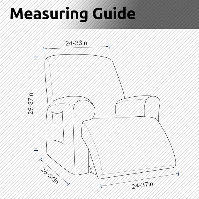 KEKUOU Recliner Chair Covers Lazy Boy Recliner Covers Stretch Couch Cover Slipcovers 1 Piece Furniture Protector with Elastic Bottom for Dog,Kids.(Recliner, Charcoal)