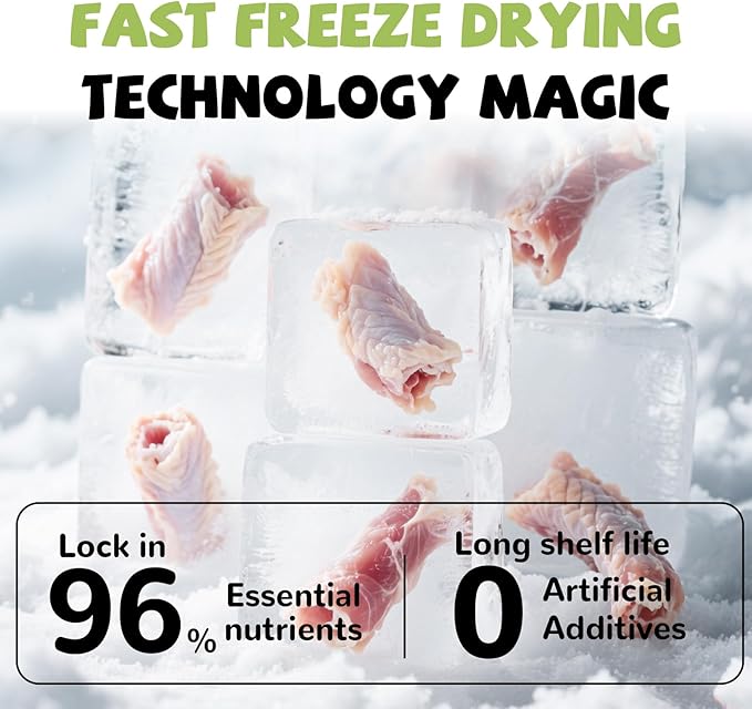 Freeze Dried Chicken Necks Dog Treats, Dog Food Toppers, Healthy Training Treats, Raw Single Ingredient, High Protein, 4.2 oz