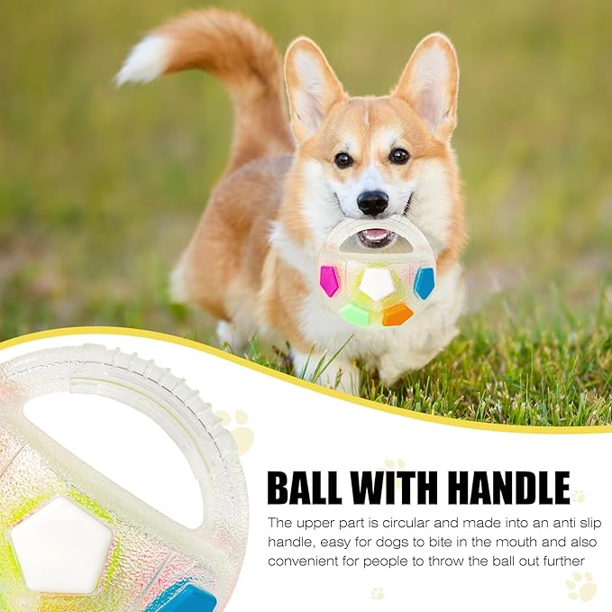 YOOGAO Pet Dog Toy Ball with Handle, Toss and Fetch Play, Interactive Ball for Dogs Playing, Squeaky Floating (2pc)