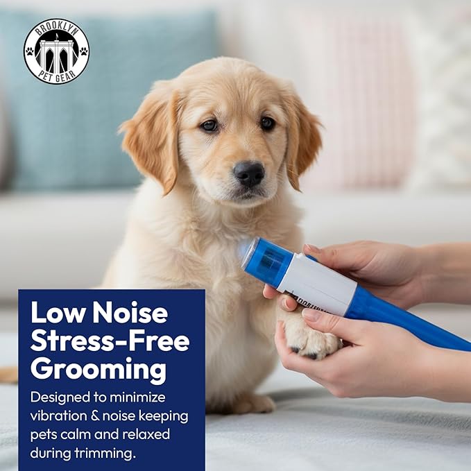 Brooklyn Pet Gear BPG Pet Grooming Tools for Dogs & Cats- Nail Grinder Low Niose Nail Care for Smooth Safe Dog Grooming- 3 Replacement Heads Included