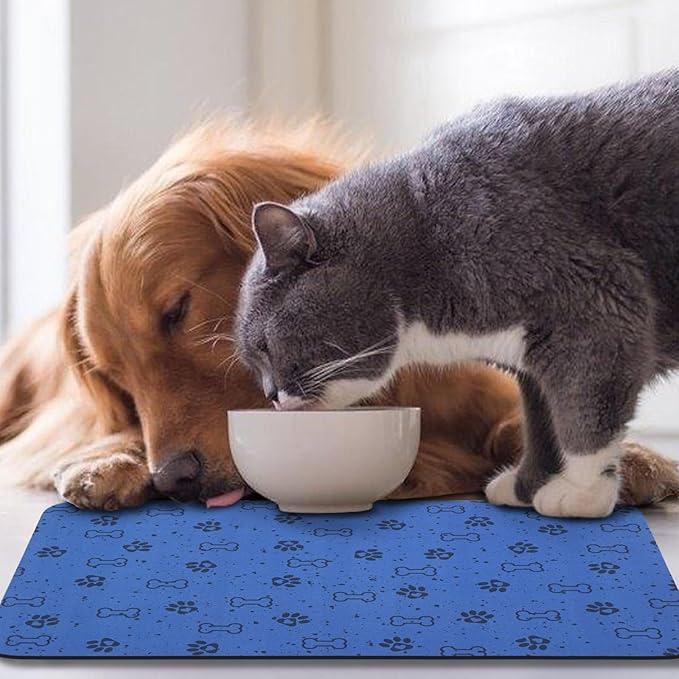 Dog Food Mats,Cat Absorbent Water Bowl Feeding Mats Pet Placemats for Food and Water Spot 16 * 24 inch