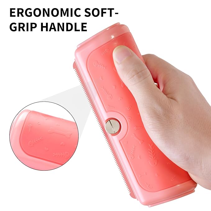 Gentle Deshedding Brush for Dogs & Cats – Wide Shallow Comb for Loose Hair – Safe for Sensitive Skin – Pink