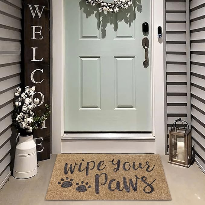 AAZZKANG Dog Door Mats for Home Entrance Outdoor Indoor Wipe Your Paws Mat Large 36"x24" Easy to Clean Front Door Mat with Non Slip Rubber Backing Brown