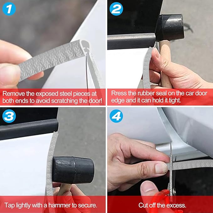 MYFAMIREA 13Ft(4M) Long Car Door Edge Guards, U Shape Edge Trim Rubber Seal Protector Car Door Protection Anti-Collision Rubber Clips Easy to Cut No Need Adhesive Fit for Most Vehicles| Grey