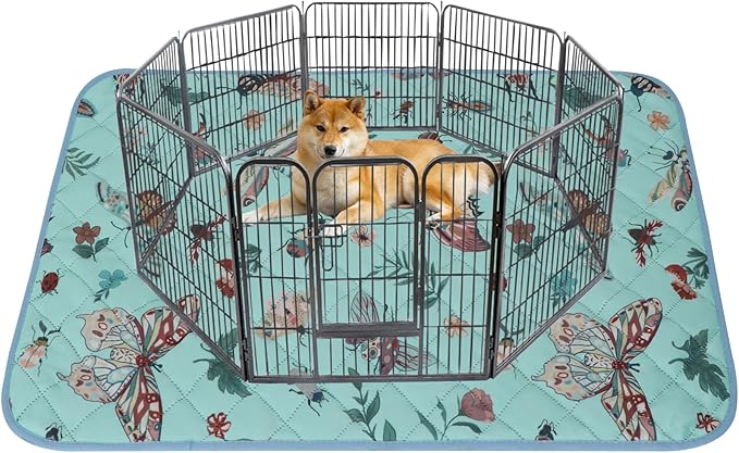 IEUUMLER Washable Pee Pads for Dogs, 1 Pack Insect Pattern Reusable Waterproof Puppy Potty Pads, Non-Slip Absorbent Pet Training Pads for Playpen Crate Bed EU014