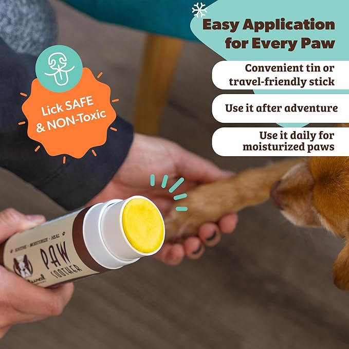 Natural Dog Company Paw Soother Travel Stick 0.15 oz – Pocket-Size Balm with Coconut & Hempseed Oils, Calendula & Vitamin E – Soothes Dry, Cracked Paw Pads – Lick-Safe, Vegan