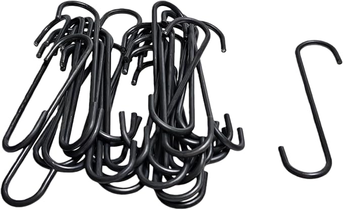 Upgraded 30PCS Metal Durable 6 Inches Long S Shaped Hooks Hanger 0.12''&0.18''（3/4.5mm WD） Thicken Wire Plant Paint Powder Coating DIY Hanging Hooks (30PCS 0.18''（4.5mm） Wire Diameter)