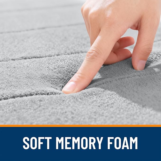 OLANLY Memory Foam Long Bathroom Rugs Runner 59x20, Super Soft Absorbent Bath Mat, Quick Dry, Machine Washable Shower Floor Rugs, Bathmat Carpet, Bathroom Home Decor Accessories, Light Gray