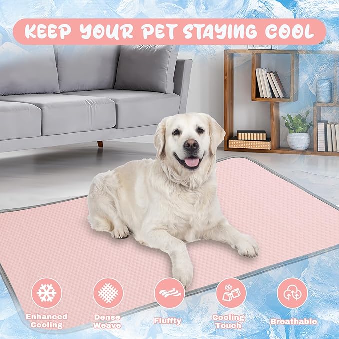 Buvlnee Summer Dog Cooling Mat Washable Ice Silk Self Cool Pad for Small Medium Large Dogs and Cats, Pet Sleeping Pad for Crate, Bed, Indoor & Outdoor Floor, Car Seats