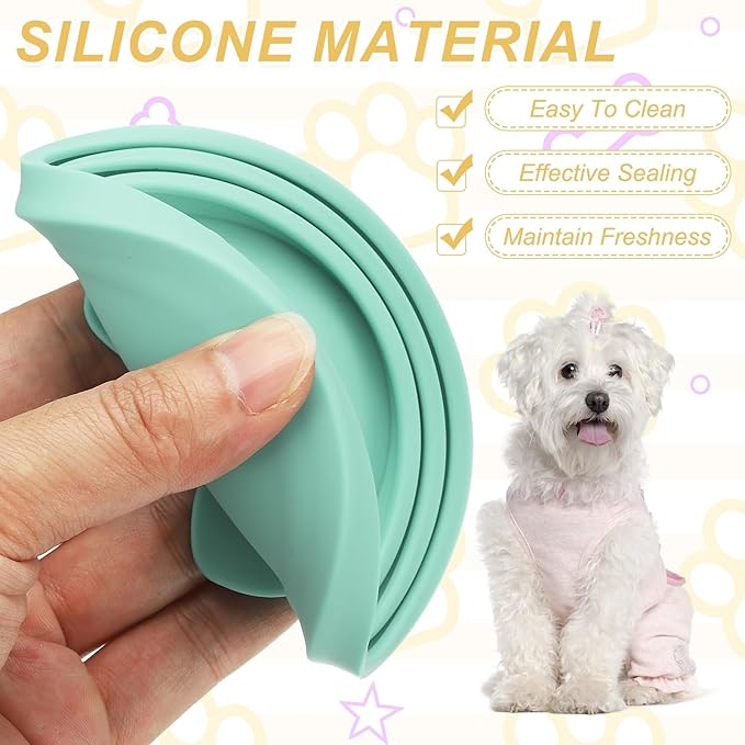 Cat Food Can Covers Lids, Dog Food Can Lids with Cute Pet Ears Shaped Silicone Toppers One Fit 3 Standard Sizes, (Mint Green, 2Pcs), Intended for Dog/Cat/Pet Food Cans