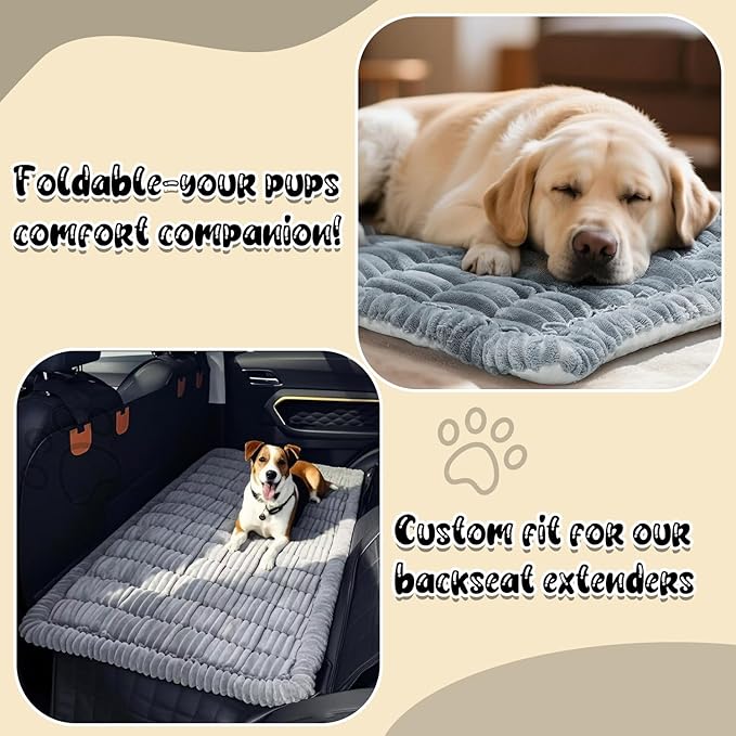 Backseat Pet Bed Mat,Dog Bed for Car,Dog Seat Cover for Car Back Seat, Non-Slip Travel Pet Mat, Fit for Backseat Extenders and Seat Covers (Dark Gray Thin)