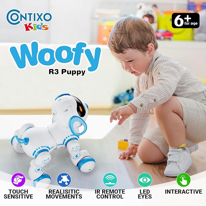 Contixo R3 Robot Dog Kids Toy - Remote Control Robots Interactive Smart Dancing Toy for Kids Boys Girls Toddler Age 3-12 Year Old Robotic Pet Birthday Gifts for Children Blue