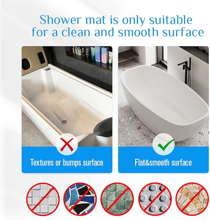 Non Slip Bathtub Mat & Shower Mat, 31x15'' Anti Slip Bath Mat for Tub, Soft TPE Anti-Skid Bathroom Mat with 194 Suction Cups & Drain Holes, Wave-Textured Grip, Machine Washable, Grey