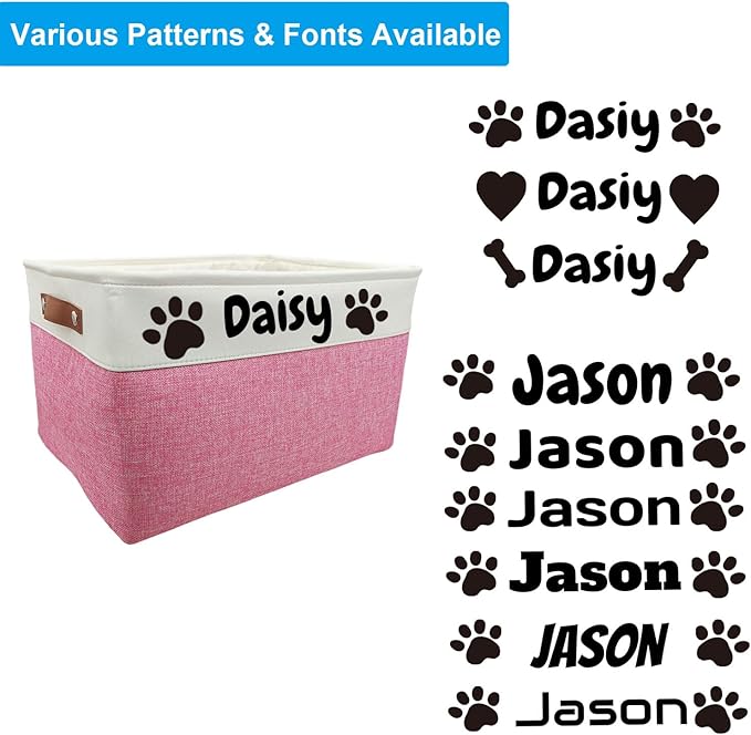 CPAKOWLGOO Foldable Dog Toy Bin with Handles - Personalized, Collapsible Dog Toy Box (15" L x 11" W x 9" H)