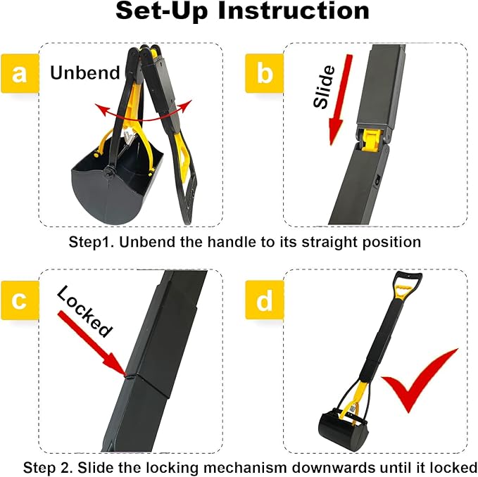 2-Pack Pooper Scooper for Large Small Dogs Heavy Duty, 32" Long Handle Poop Scoop for Yard, Grass, Gravel, Dog Poop Grabber with High Strength Material and Durable Spring