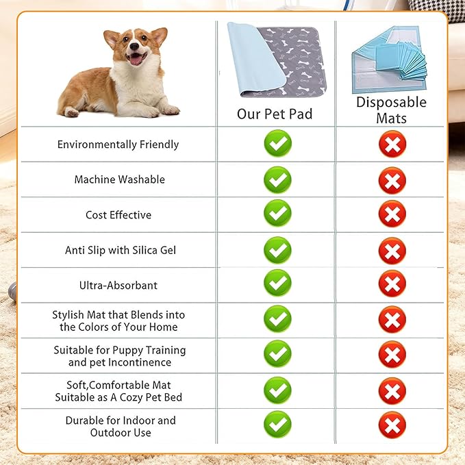 Washable Puppy Pee Pads for Dogs,Puppy Pads with Pheromones, Reusable Puppy Pads for Dogs and Cats - Leak & Odor Proof, Non-Slip Base Training Pads for Home & Travel(with Pet Hair Removal Gloves)