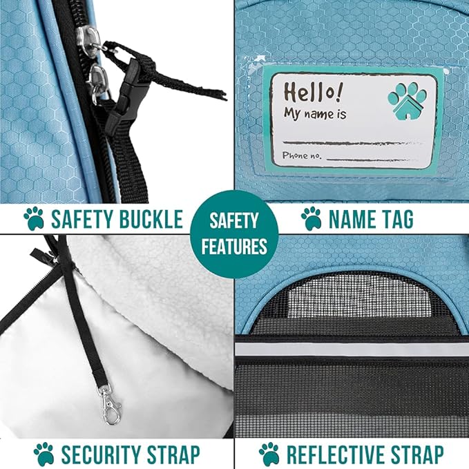 PetAmi Airline Approved Pet Carrier for Cat, Soft Sided Dog Carrier for Small Dogs, Cat Travel Supplies Accessories for Indoor Cats, Ventilated Pet Carrying Bag Medium Large Kitten Puppy, Large Blue