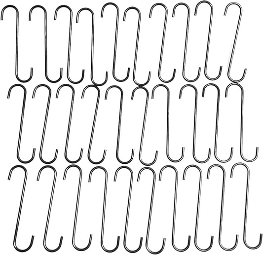 Upgraded 30PCS Metal Durable 6 Inches Long S Shaped Hooks Hanger 0.12''&0.18''（3/4.5mm WD） Thicken Wire Plant Paint Powder Coating DIY Hanging Hooks (30PCS 0.18''（4.5mm） Wire Diameter)