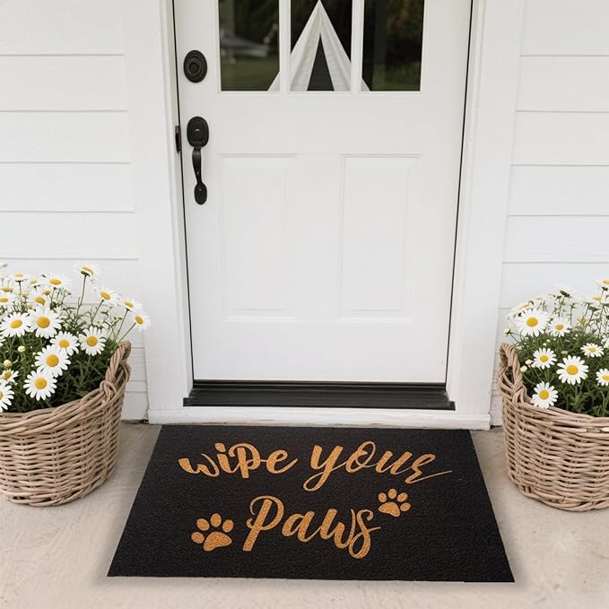 CHACHAHAER Wipe Your Paws Doormat Outdoor Welcome Mat, Funny Dog Paw Doormat, Suitable for Entry, Front Door, Indoor 30"(W) X 17"(L)