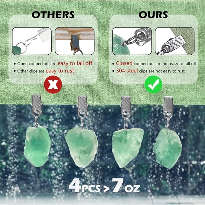 Crystal Tablecloth Weights for Outdoor Table, Picnic Table Cloth Weights Heavy Outdoor, Handmade Accessories, 4 PCS(Green)
