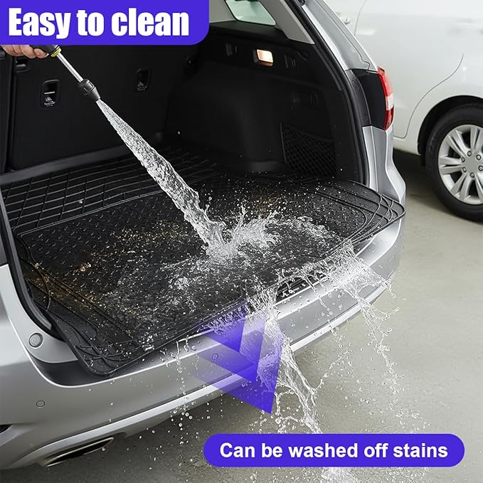 Car Cargo Liner, All Weather Heavy Duty Trunk Liner, Anti-Slip Trimmable Floor Mat, Universal Automotive Trunk Protection Mat for Cars, SUVs, Trucks (Black)