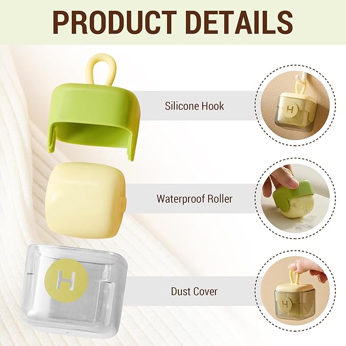Mini Lint Roller for Pet Hair - Reusable Washable Sticky Roller for Clothes, Furniture & Car Seats - Portable Travel Size, Easy Clean for Household(Green+Green)