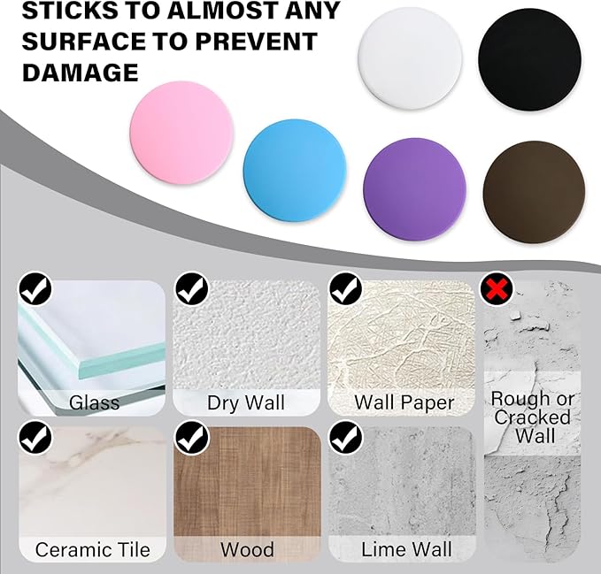 3.15" Large Wall Door Handle Stopper, 8PCS Brown Self Adhesive Wall Protector Rubber Door Bumpers, Solution for Stopping Damage from Doors Knobs, Shock Absorbent and Noise Reduction
