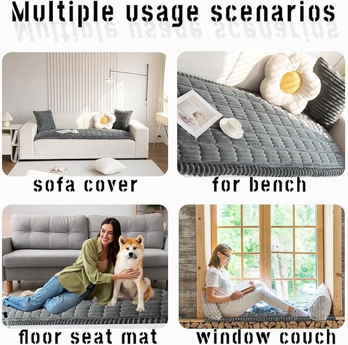 Mitid Sofa Cover Fuzzy Couch Cover for Pet, Couch Covers for Dogs Washable Non-Slip Sofa Slipcover Cushion Protector Pets Friendly Mat Bed