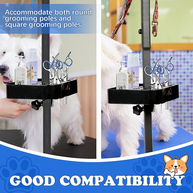 Breeze Touch Rotatable Dog Grooming Organizer for Dog Grooming Table Accessories, Portable Pet Grooming Tools Holder Dog Grooming Arm with Clamp for Hairdressing Scissors Combs, Pet Shop Pet Owner