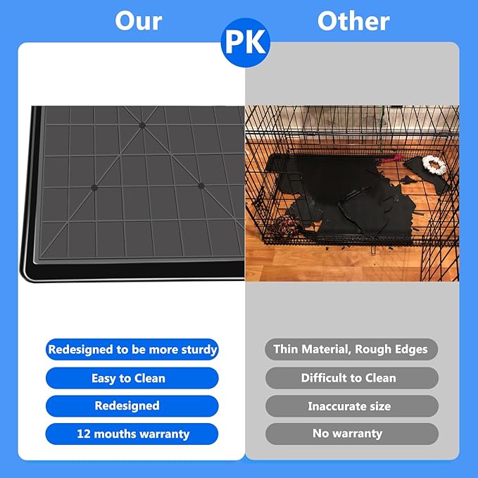Durable Dog Kennel Tray ChewProof Replacement 35" - Easy Clean Super Composite Pan for Metal Cage - Tough Floor Liner for Pet Kennel Crates
