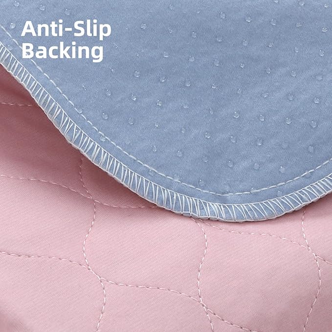 PUPTECK Washable Pee Pads for Dogs - Waterproof Reusable Puppy Potty Training Pads Whelping Mat - Fast Absorption Non-Slip Pet Food Feeding Mat (Pink, 48x60 Inch (Pack of 2))