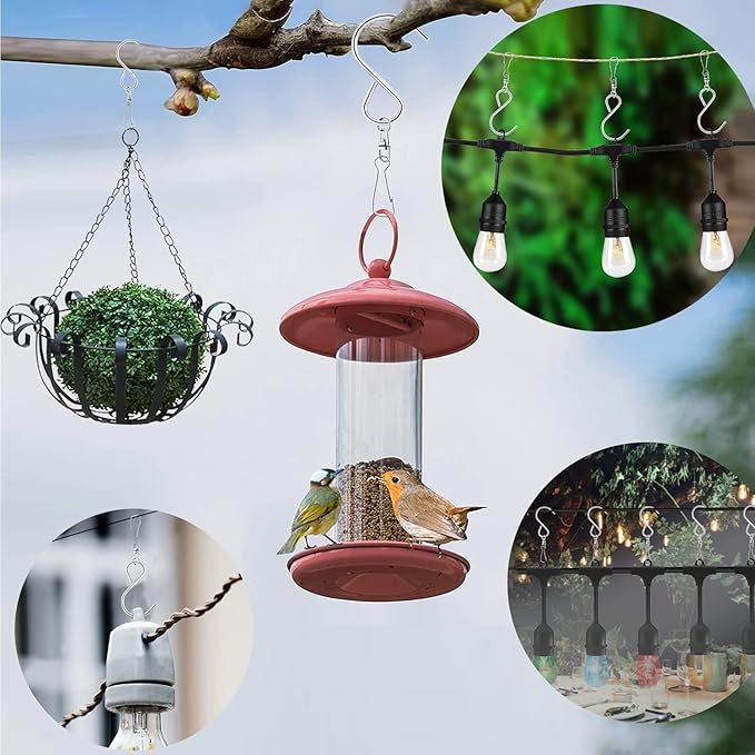 24 Pcs Swivel Clip Hanging Hooks, Stainless Steel 360 Degree Rotating Windsock Clips for Hanging Wind Chimes, Plants, Bird Feeder, Crystal, Birdcage