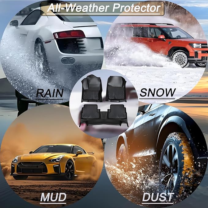 Aiqiying Floor Mats Compatible with Ford Escape 2013-2019 Models，All Weather Carpet Liners Waterproof Durable Custom-Fit Front Rear Rows Full Set Protection TPE Accessories