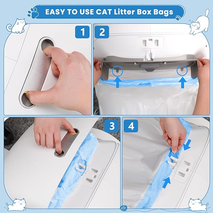 120count Cat Litter Box Liner Automatic Litter Box for Cat Polyethylene Compatible with MeoWant MW-SC01/MW-SC02 1.5 Mil Heavy Disposable Scent Free 22lb Load, 17.7 x 19.68 in