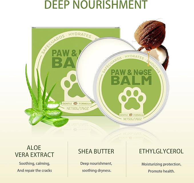 FlowFish [50 g/1.76 oz *2] Dog Paw Balm with Coconut Oil for Dogs and Cats, Dry Paw Pad Moisturizer & Essential Oils Safe for Dogs with Non-irritating Pet Care/Horse Hoof Care