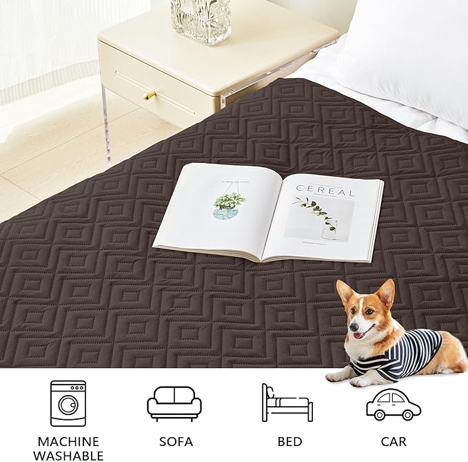 hyha Waterproof Dog Blanket, Soft Dog Bed Cover Pet Blankets, Waterproof Sofa Couch Cover for Dogs Washable, Reversible Pet Couch Covers for Sofa Furniture (40x80 Inch, Chocolate/Beige)