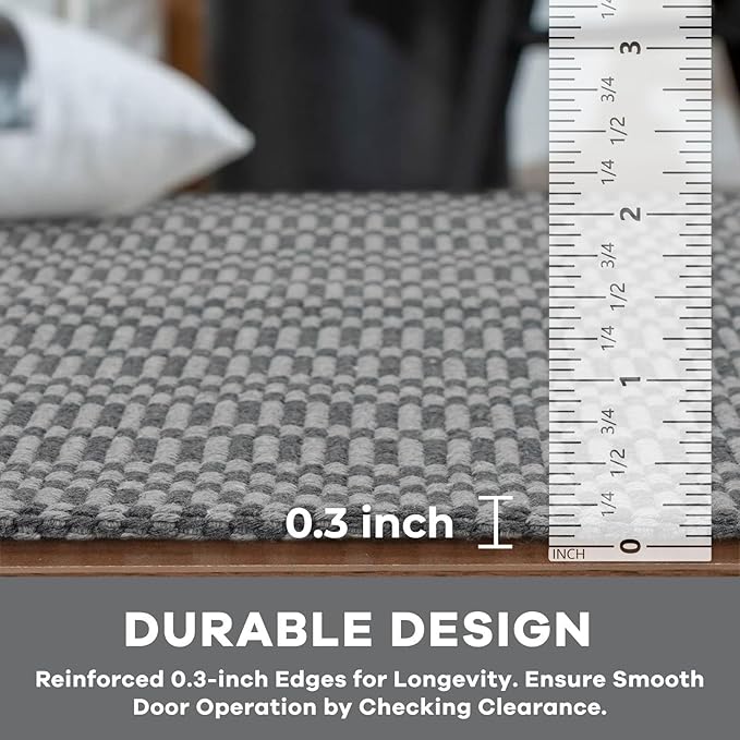 KOZYFLY Washable Runner Rug 2x12 ft Hallway Kitchen Runner Rugs with Rubber Backing Non Slip Entryway Runner Indoor, Extra Long Carpet Runners for Hall Kitchen Entryway, Grey/Charcoal Grey