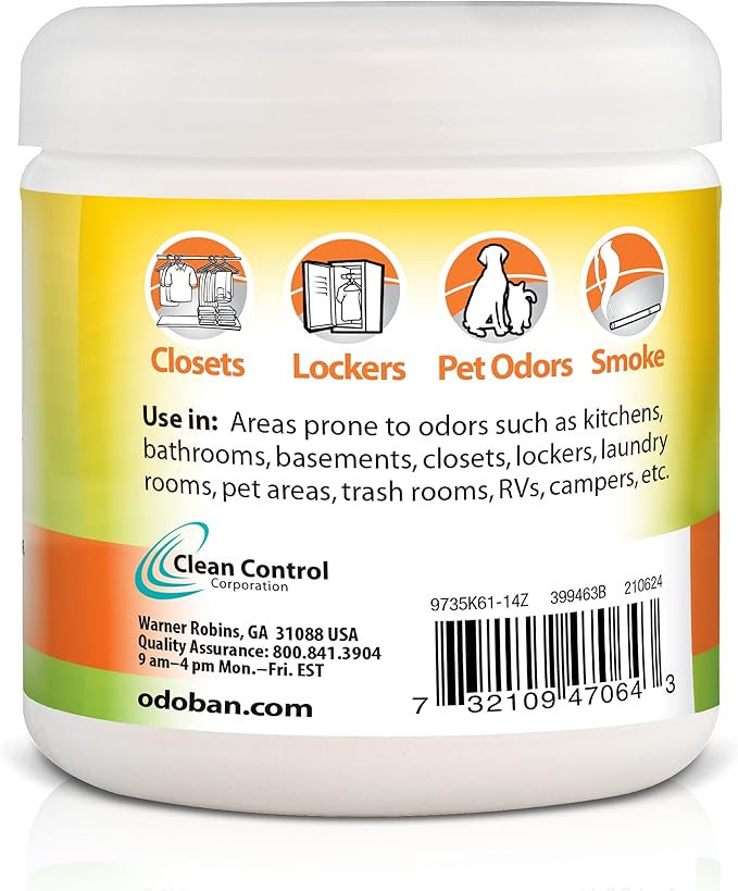 OdoBan Solid Odor Absorber Eliminator for Home and Small Spaces, Citrus Scent, 14 Ounces Each, 9-Pack