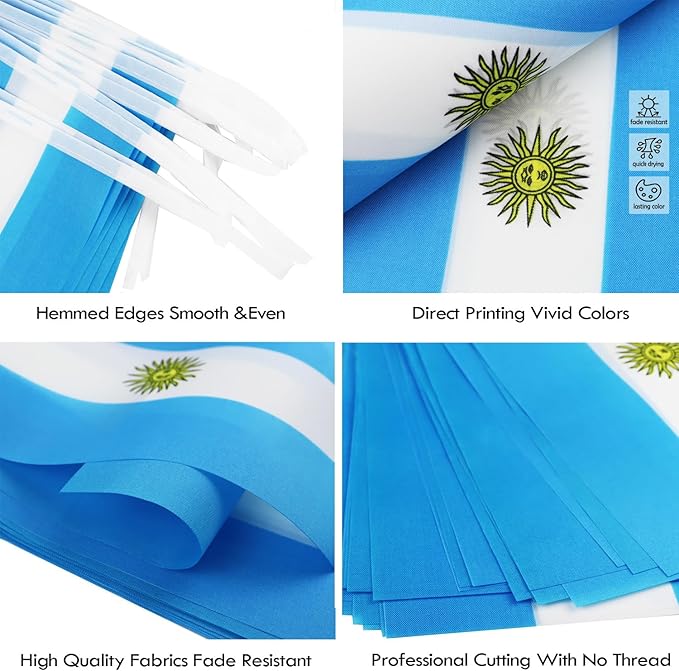 Argentina String Flag Pennant Banner - 38 Flags, 42 Feet Small Mini Argentinian Flags Bunting Banner for Country Decoration, School, Party, Sports Event