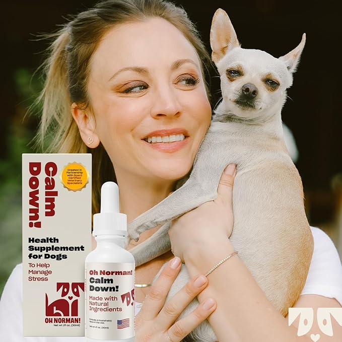 OH NORMAN! Calm Down! by Kaley Cuoco - All-Natural Calm Supplement for Dog Stress Relief - Vet Nutritionist Approved for All Life Stages and Breeds - 1 Fl Oz Calming Supplements for Dogs