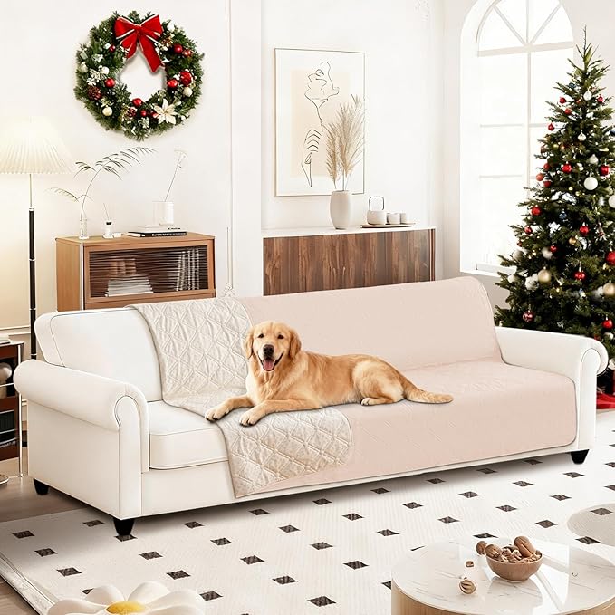 CYCMACO Waterproof Couch Covers for Pets, Waterproof Dog Bed Cover, Anti-Slip Soft Dog Blankets, Couch Cover for Dogs Washable, Pet Blanket for Puppy Large Dogs Cat (82x120 Inch, Beige)